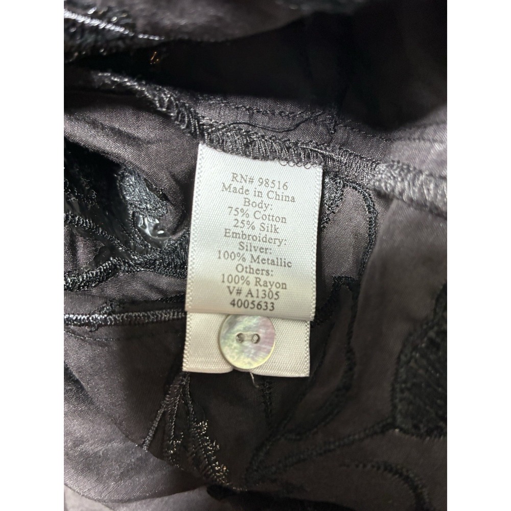 Coldwater Creek Tunic‎ Women's 1X Black Floral Embroidered Sheer Silk Blend NEW - Picture 8 of 11